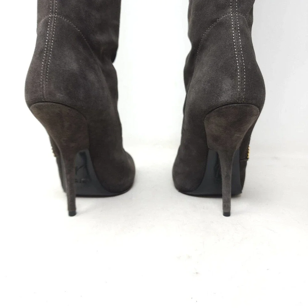Giuseppe Zanotti Womens Boots Vera Brown Suede Leather OTK Heeled Sz 35.5 5.5